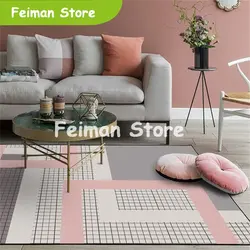 Простой норвежский стиль Большие размеры коврики геометрический розовый серый ковер для гостиной Противоскользящий детский спальный