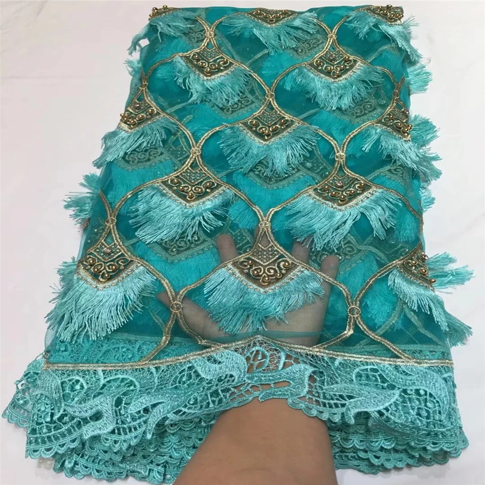 

Champaign Gold Beaded Lace Fabric, Nigerian Lace Fabrics For Wedding 2017, Tulle Lace Fabric Materials F44-1
