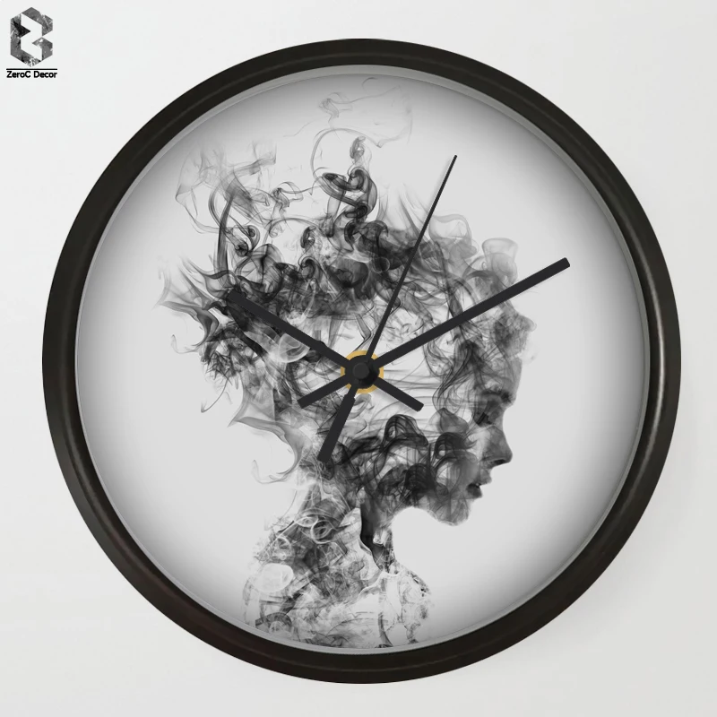 

Modern Art Wall Clocks Smoke Girl For Bedroom Wall Decor, Desk Decorative Mute Quartz Clock Nordic Home Decoration
