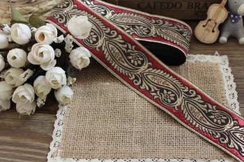 

10 yards Woven Jacquard Ribbon Trims Quilt Accessories 4.2cm classical style in dark red LS-6805