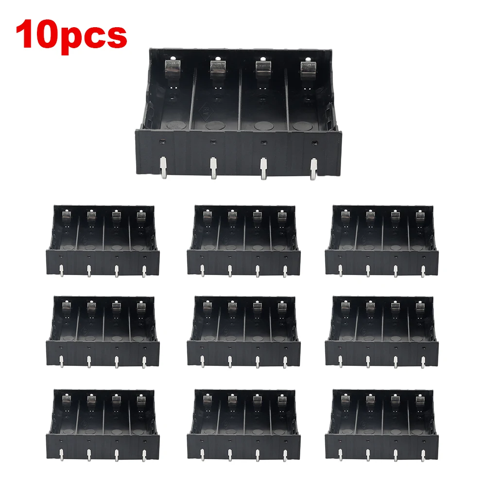 

New 10pcs Battery Storage Box Holder Case 4 x 18650 Lithium Battery Box Plastic Clip Holder Case Box 4 Pin Black