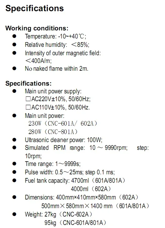 Specifications