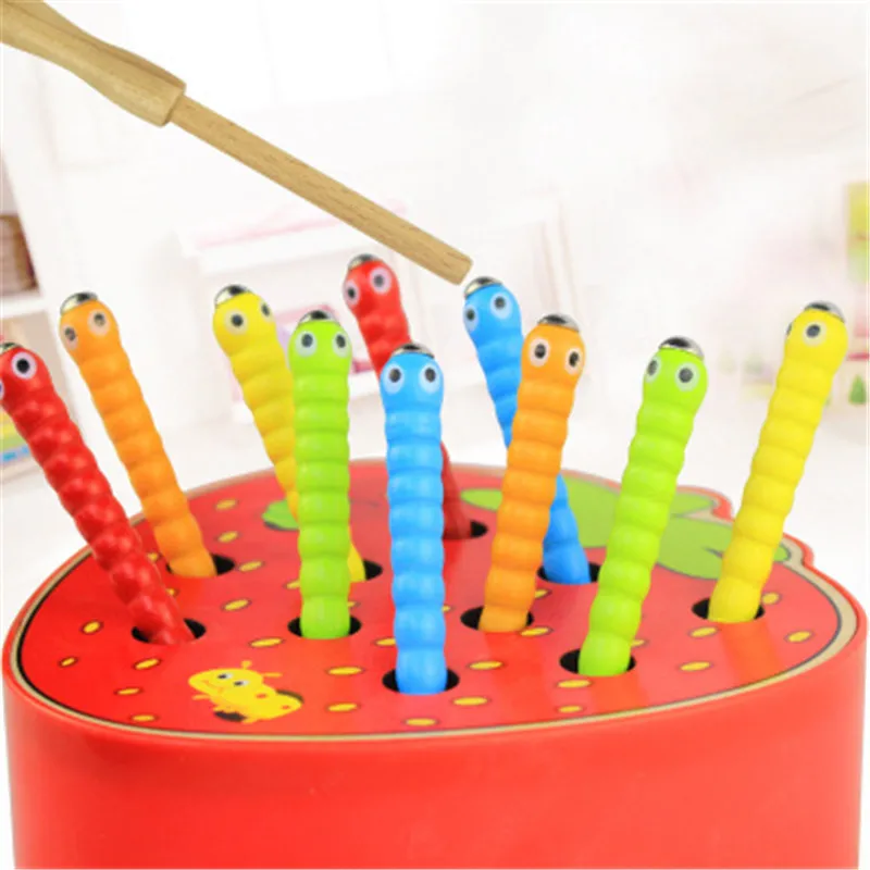 Caterpillar Eats The Apple Montessori Wooden Toys Baby Memory Training Matching Pair Game Math Early Education Interactive Toy 9
