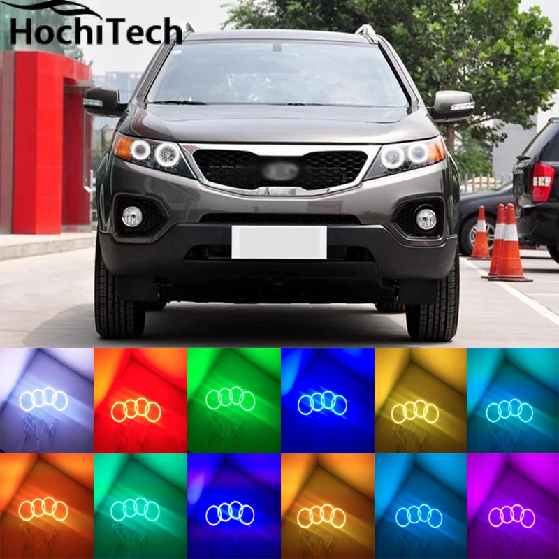 Для Kia Sorento R 2009 2010 2011 2012 светодиодный периметр фар колец halo многоцветный RGB ангел
