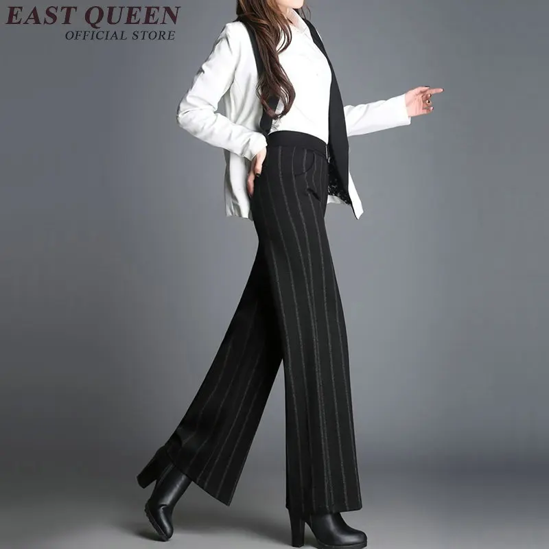 Wide leg pants ladies elegant social pants female women striped business office wear trousers Palazzo culotttes  AA2982 Y