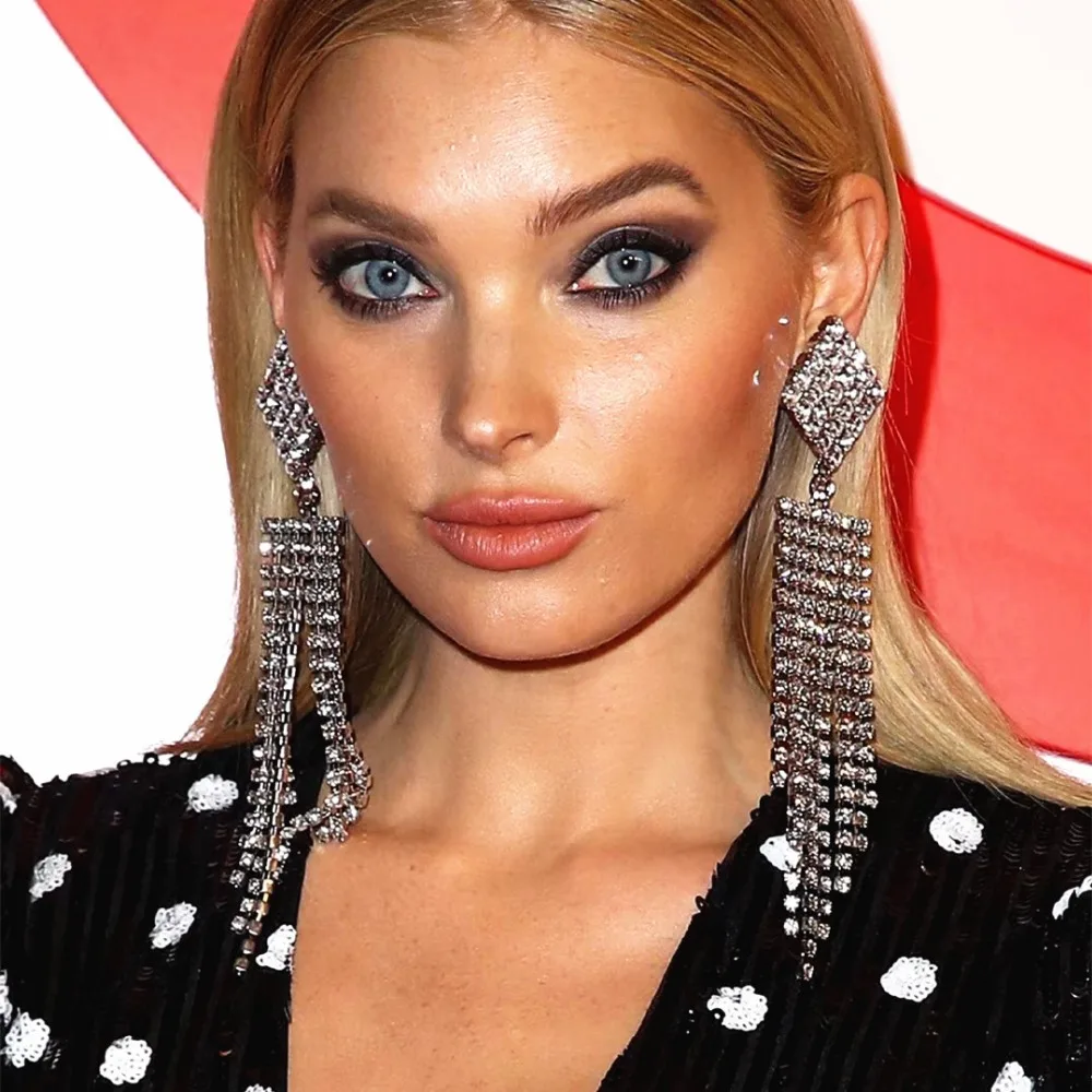 

Shiny Rhinestone Chain Tassel Dangle Earrings for Women Fashion Jewelry Boho Maxi Collection Earrings Accessories