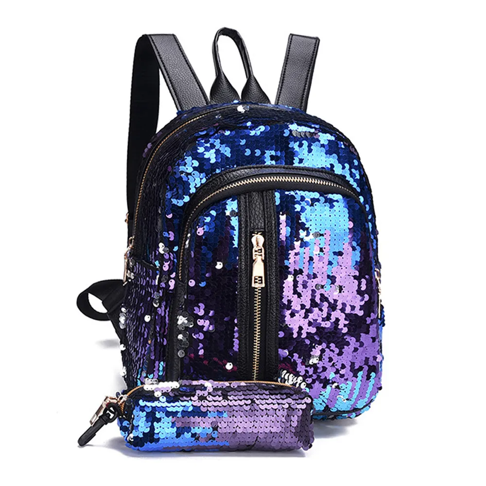 Женский кожаный рюкзак с блестками+ клатч, Женский мини-рюкзак для путешествий, маленький мини-рюкзак на плечо, школьные сумки для девочек-подростков#38