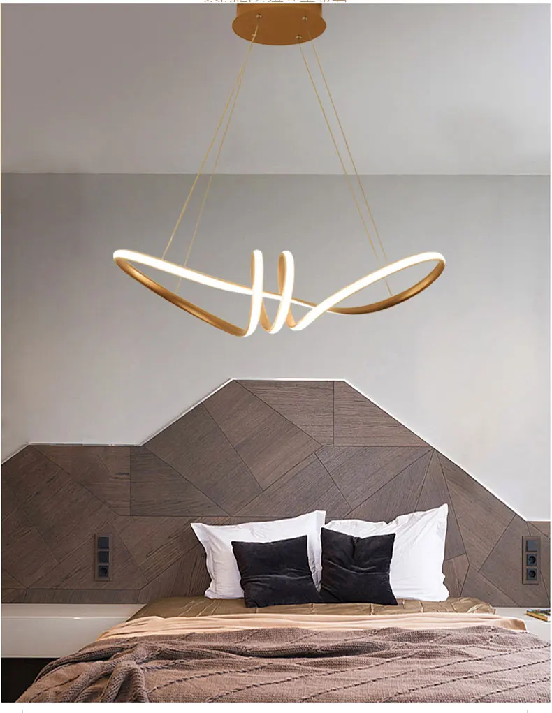 Золотой современный светодиодный подвесной светильник для дома, гостиной, спальни, столовой, кухни, светодиодный светильник, подвесной