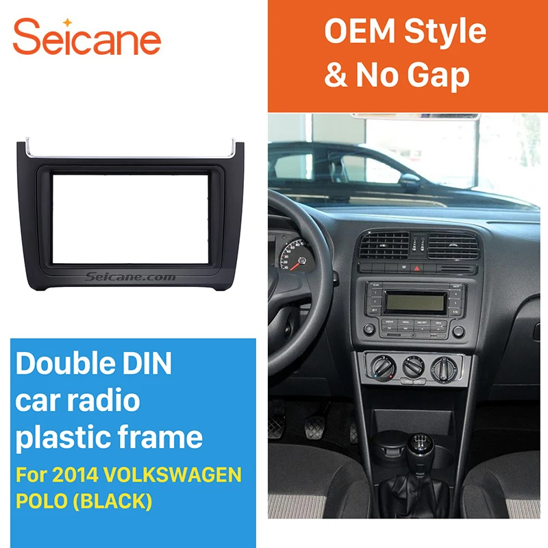 

Seicane 2 Din Install Dash Bezel Trim Kit for 2014 Volkswagen Polo Dash Mount CD Trim Stereo Frame Audio Fitting Fitting Kit