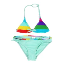 Купальник-бикини для девушек, пляжные детские купальники, Двухсекционный Купальник для девочек, пляжные детские купальники, Спортивный Купальный Костюм