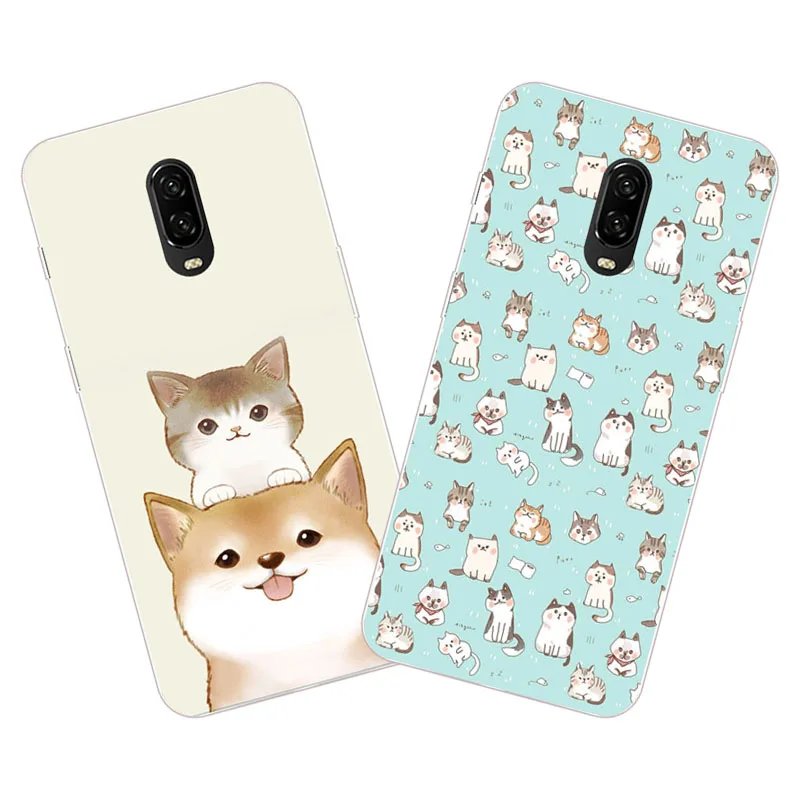 

oneplus 6t Case,Silicon Cute cat cartoon Painting Soft TPU Back Cover for one plus 6t protect cases shell