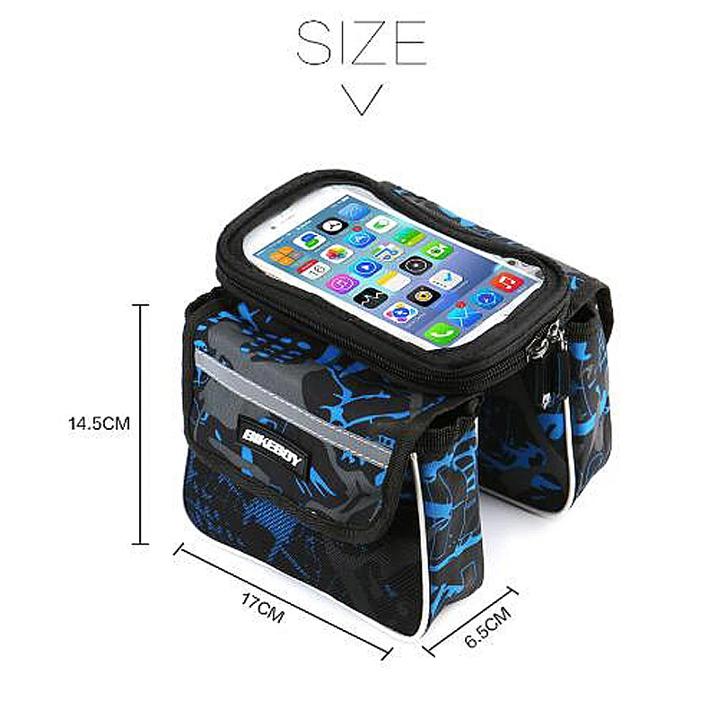 Discount Bike Top Tube Bilateral Bag Bicycle Mobile Phone Bags TPU Touch 5.7inch, MTB Mountain Bike Reflective Removable Accessories Bag 1