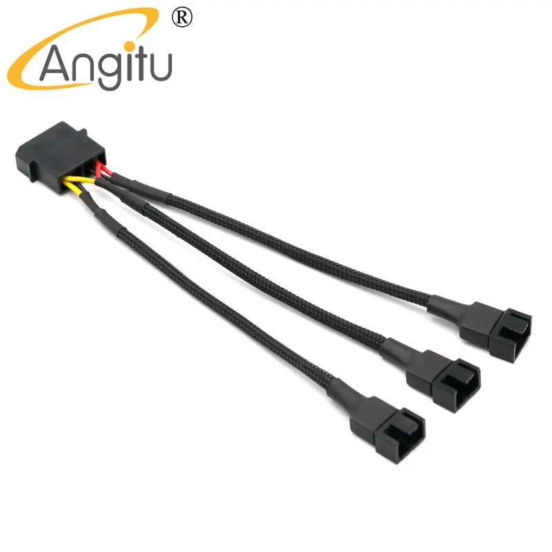 Angitu Molex IDE разделитель кабель вентилятора 4pin штекер на 3x4Pin PWM адаптера 5V 7V 12V-15cm |