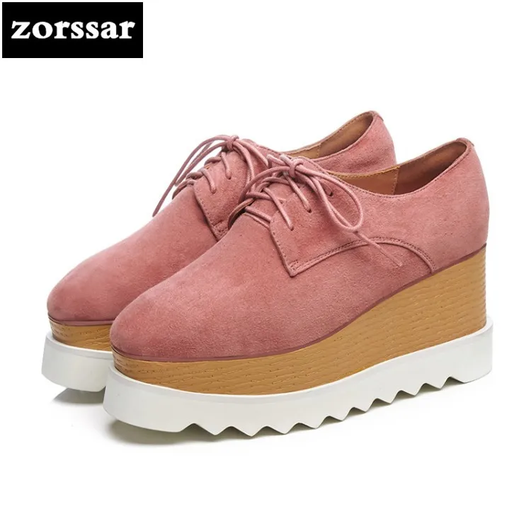 

{Zorssar} Brand 2018 New womens Creepers shoes heels Casual Wedges High heels pumps shoes fashion suede women Platform shoes