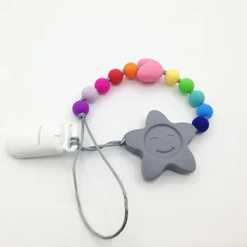 

BPA FREE Silicone teething Pacifier Clips, star loose beads Pacifier Chain for Nipples, Baby Shower Gift, Kids Teething Toy