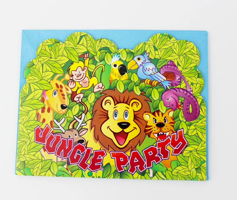 6pcs envelop shape jungle party theme party invitation card kids jungle party invitation