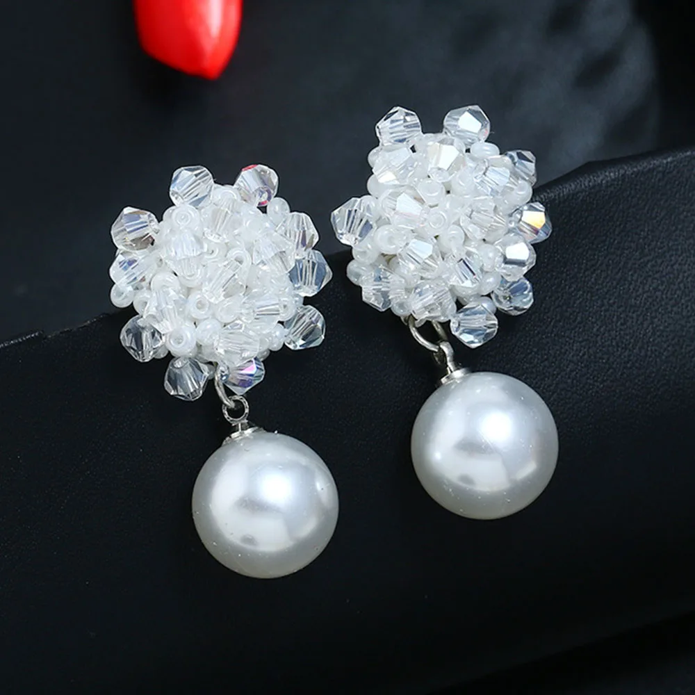 

White Colorful Black Beaded Drop EarringsBohemian Earrings Simulated Pearl Hanging Dangle Earings For Women Party Jewelry