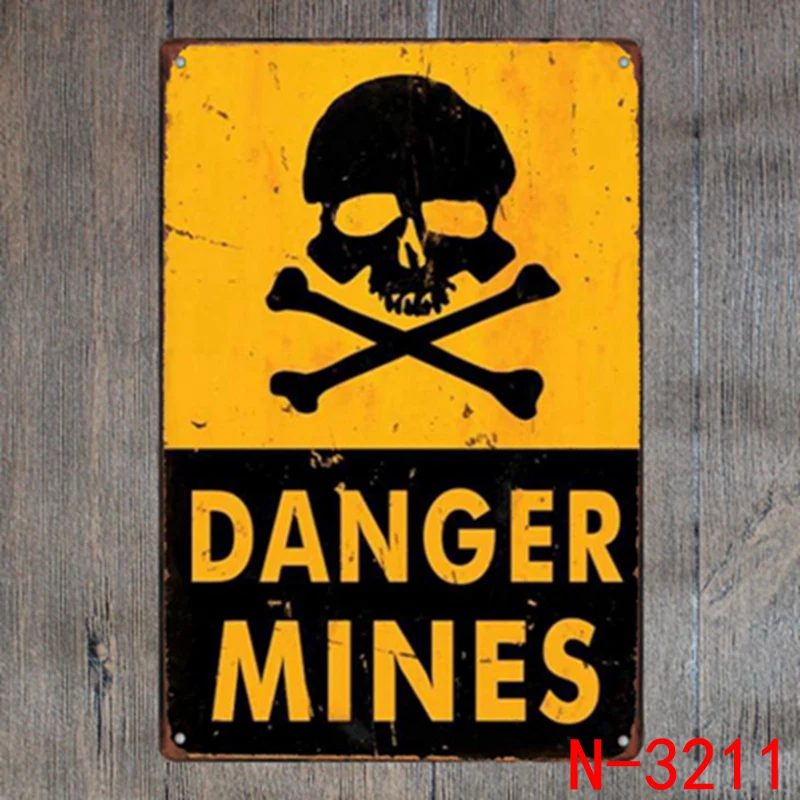 DANGER MINES Vintage Retro Metal Iron Painting Signs Poster Plaque Bar