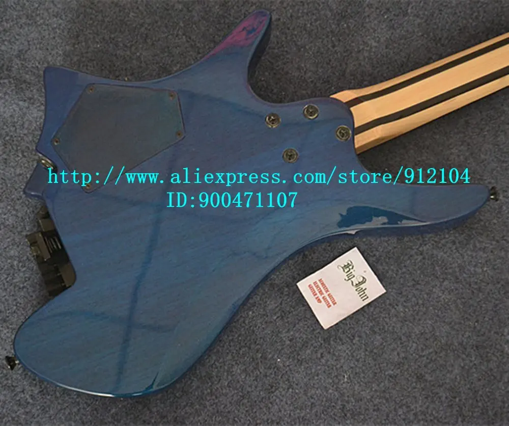 Новая fanned fret электрогитара без головки грифа в синем цвете с корпусом из красного