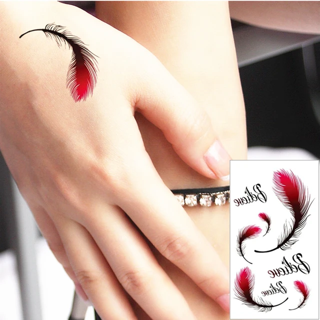 M Theory Red Feather Believe Flash Tatoos Hand Sticker 1056cm Temporary Tattoos Body M Theory Red Feather Believe Flash Tatoos Hand Sticker 1056cm Temporary Tattoos Body