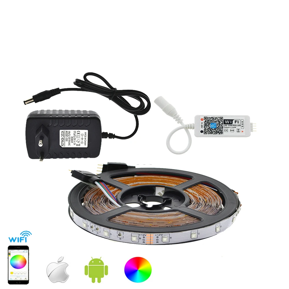 Набор светодиодных лент 3528 RGB 5 м/300LED Гибкая полоса света + приложение для телефона