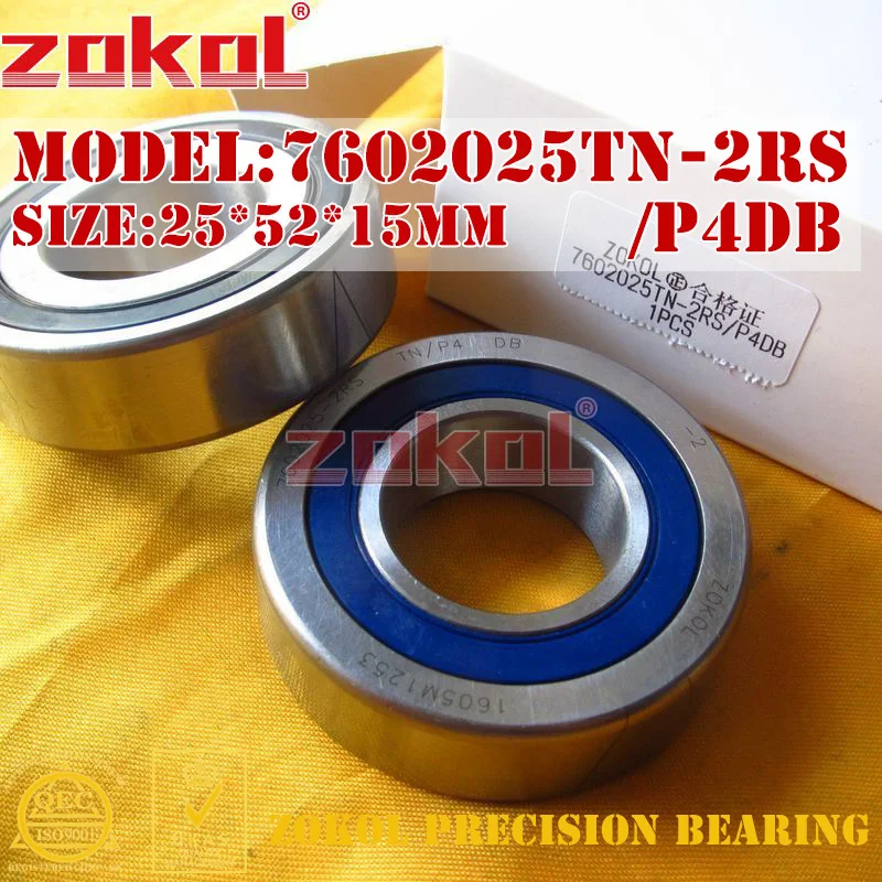 

ZOKOL bearing 7602025 TN 2RS P4 DB C 760205 2RSDB Axial Angular Contact Ball Bearing 25*52*15mm