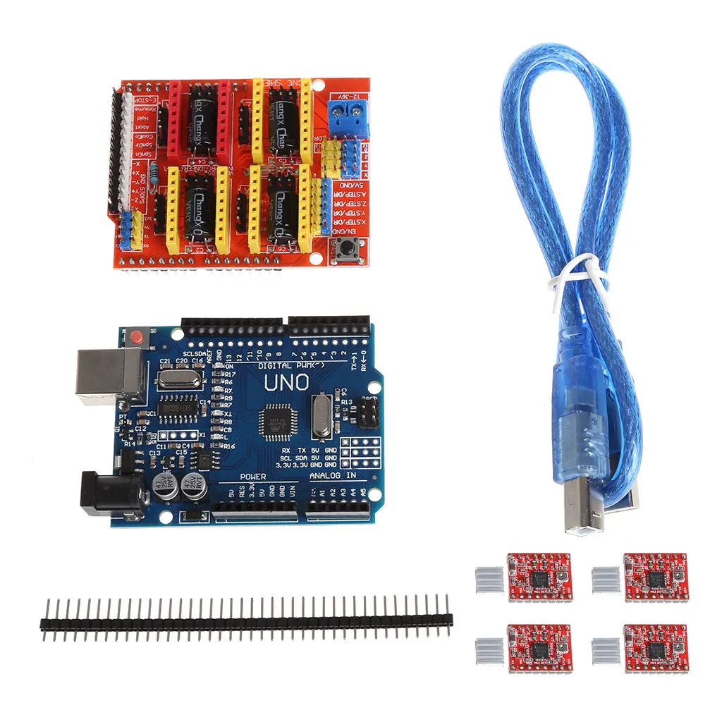 

Newest CNC Shield V3 3D Printer+4xA4988 Driver +UNO R3 For Arduino w/USB Cable --