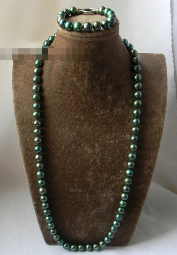 

> 12544 Round Green Freshwater Pearl Necklace Bracelet Set (A0423) -Top quality free shipping