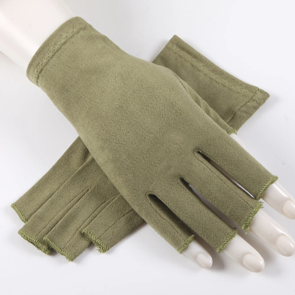 Suede Sunscreen Gloves Men and Women Summer Thin Short Half Finger Driving  Anti-Slip Sweat Gloves 5-SZ007W