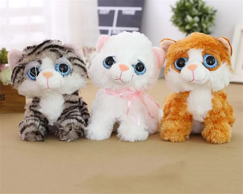 Милые 18 см большие глаза кошка плюшевые игрушки мягкие плюшевое животное, куклы для детей подарок
