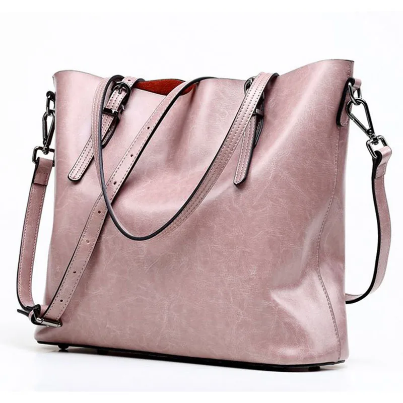 

2018 Luxury Top Cow Leather Women's Messenger bag Brand Fashion Oil Wax Leather Handbag Women Shoulder Crossbody bag Casual Tote