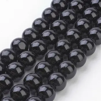 

10mm Natural Mashan Round Beads Strands, Dyed, Black, Hole: 1mm; about 41pcs/strand, 15.7"