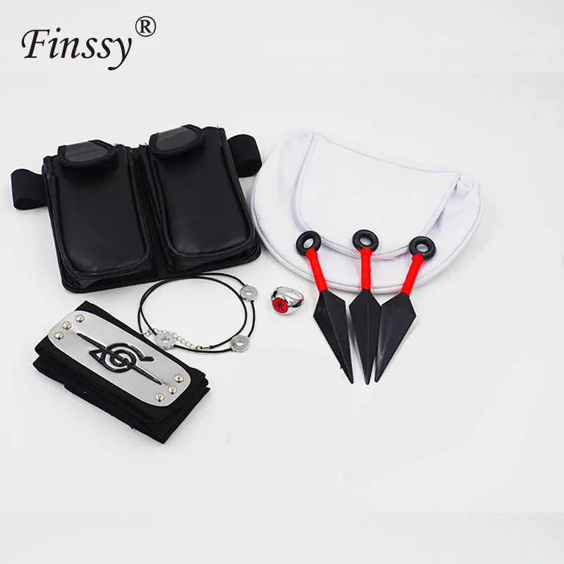 

Anime Naruto Forehead Headband Accessories sasuke uchiha Kakashi Akatsuki Itachi Shuriken cosplay Bag ring necklace