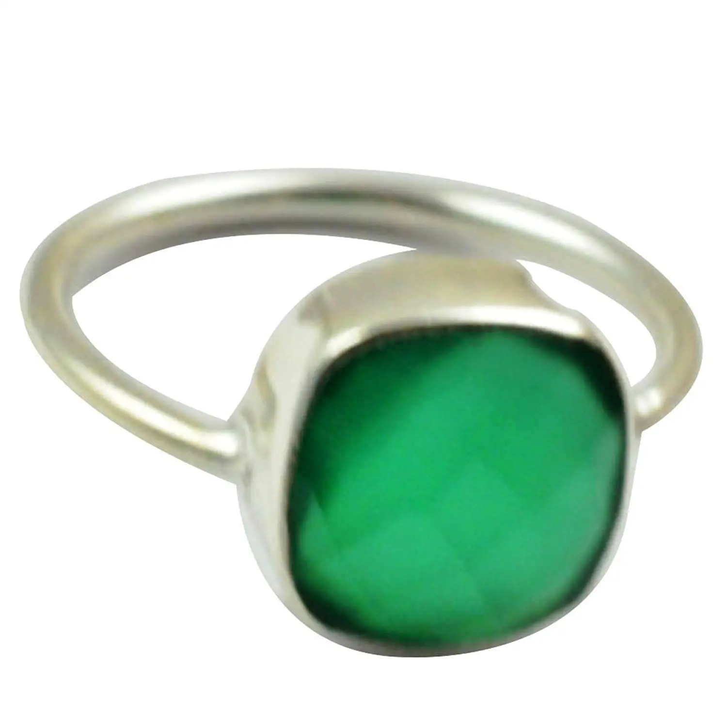 

Lovegem Genuine Green Onyx 925 Sterling Silver,Size :6.25, AR3350