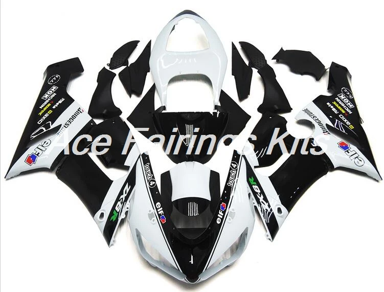 

New Abs motorcycle Fairings Kit Fit for kawasaki Ninja ZX6R 636 2005 2006 05 06 6R ZX-6R Bodywork set black white elf
