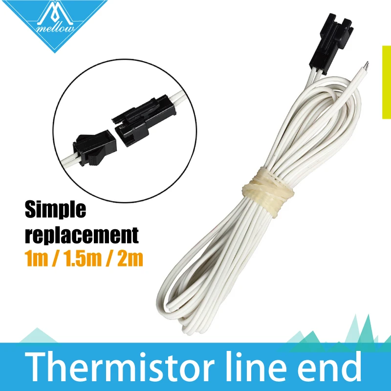 

NEW!!!100K ohm NTC 3950 Simple replacement  B end line length Thermistors with cable for 3D Printer Reprap Mend Free Shipping