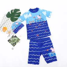 Детский раздельный купальник для мальчиков, 3 предмета, козырек от солнца для мальчиков, плавки с мультяшным принтом, эластичные дышащие плавки для дайвинга, купальник для серфинга