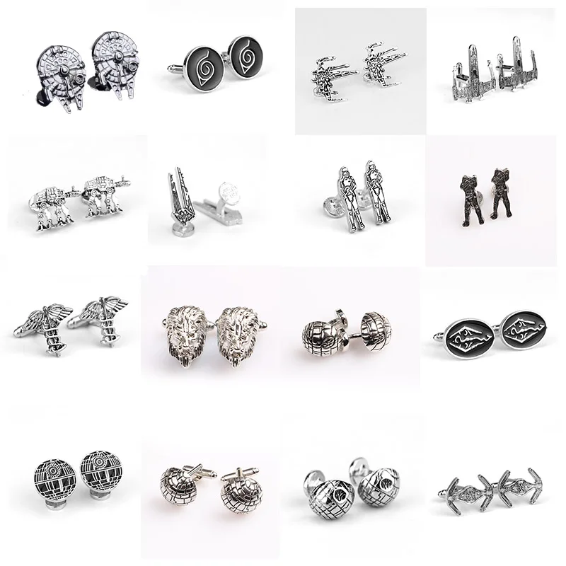 

Silver Series Star Wars Cufflinks Robot Show Spaceship Rocket Model Cufflinks Simple Generous Shirt Men's and Women's Jewelry