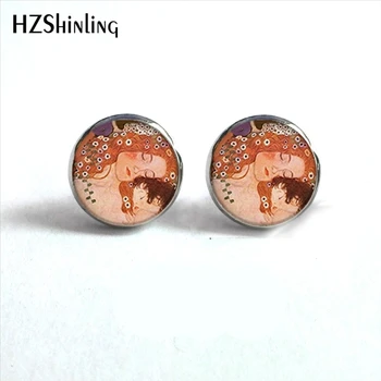 

NES-0098 Klimt's Mother and Child Earrings The Kiss Ear Studs Gustav Klimt Art Stud Earrings For Woman HZ4