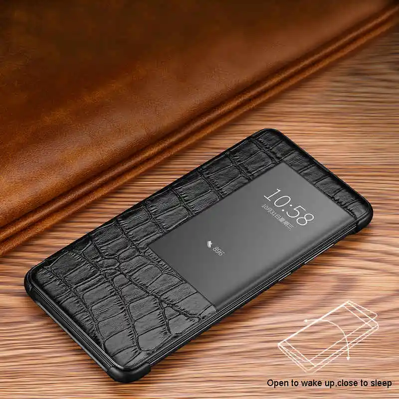Genuine Leather Case For Huawei Mate 20 Pro Intelligent Case Cover Window View Coque For Huawei Mate 20 Case