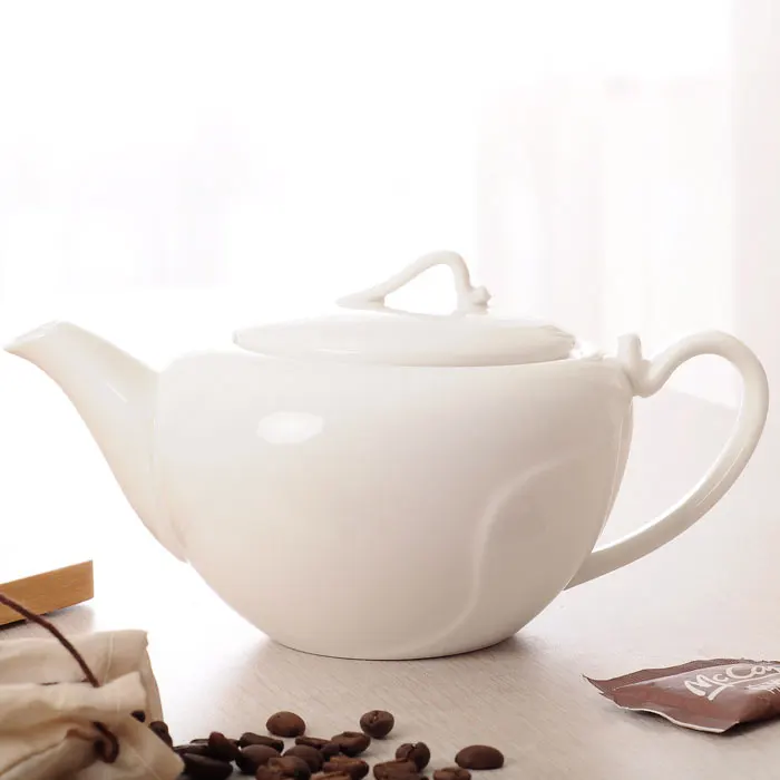  Modern Tea Set White Ceramic Porcelain Coffee Milk Mug Pot 700ml Water Kettle 100ml Cups Drinkware  - 33034731345