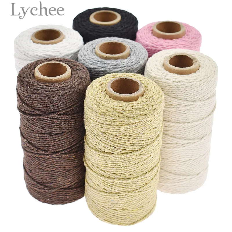 Цветная хлопковая нить Lychee Life 100 ярдов 2 мм Высококачественная швейная сделай сам