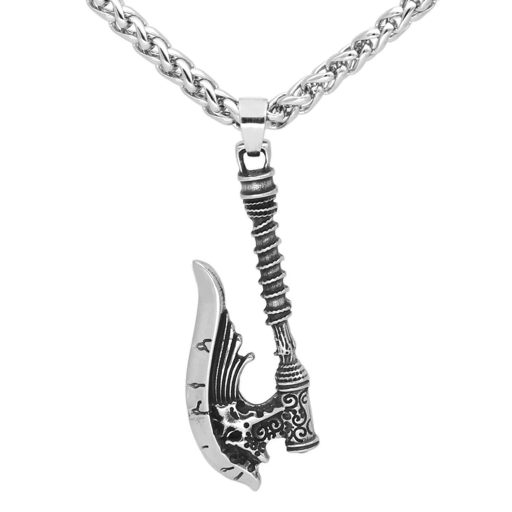 

men nordic viking axe talisman stainless steel pendant necklace