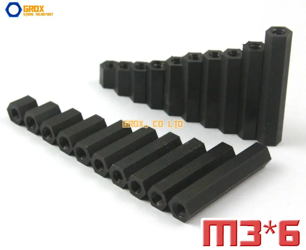 

200 Pieces Black Nylon M3 x 6mm Female PCB Motherboard Standoff Spacer