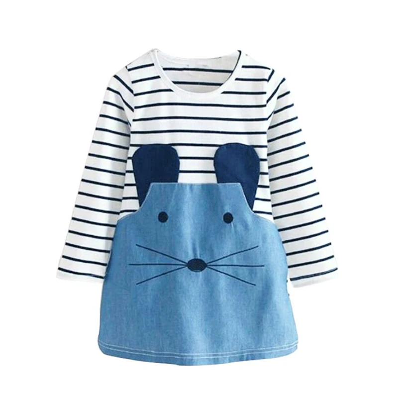 Kids Girls Casual Denim Dress Autumn Summer Mouse ...
