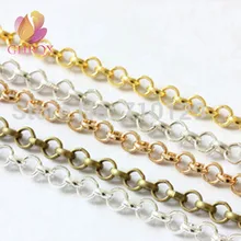 Ghrqxc 2 medidores 3.2mm bronze/ouro/prata metal ligação correntes achados moda jóias fazer colar pulseiras