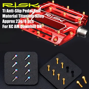 

8pcs M4x8mm Bike Pedal Titanium Bolts Mountain Road Bike Pedal Anti-Slip Screws For XC AM Downhill DH