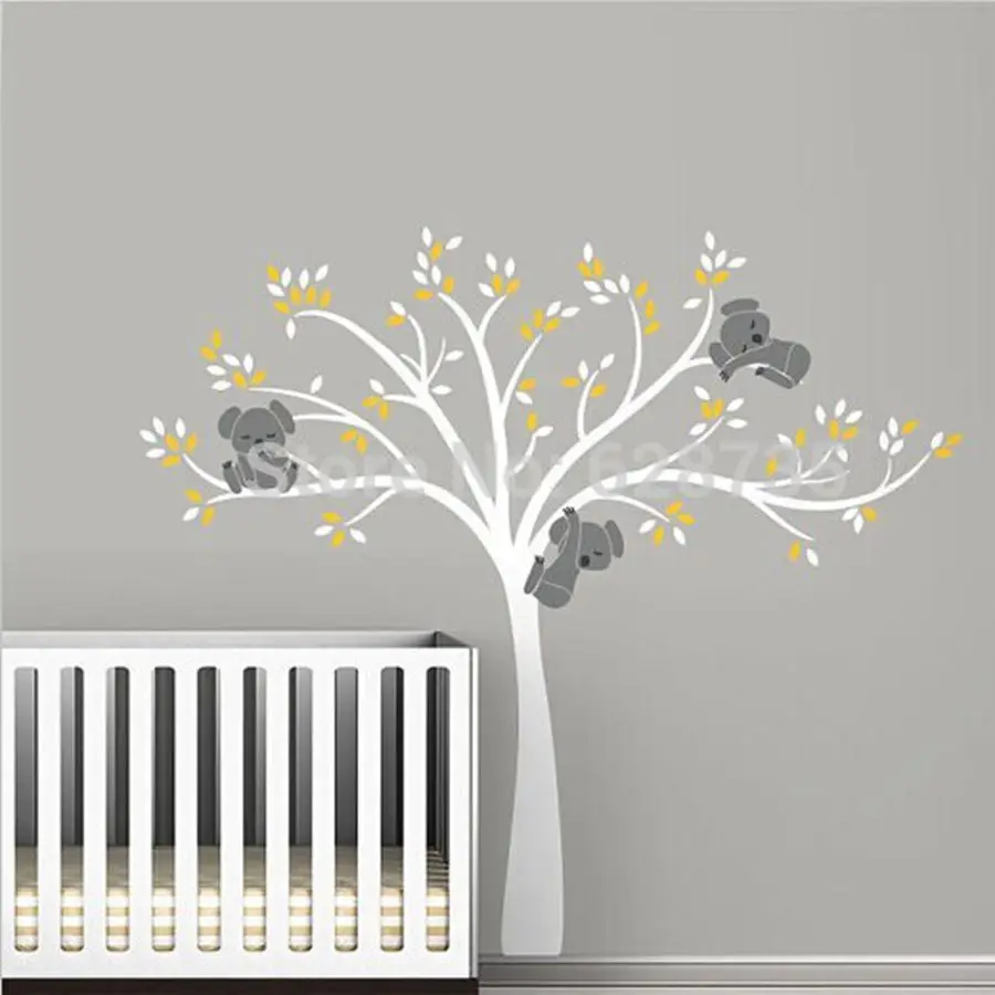 Large Size Bear Tree Wall Sticker For Kids font b Koala b font Cartoon Nursery Daycare