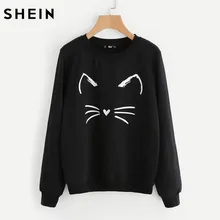SHEIN Модный Свитшот С Принтом Женская Повседневная Толстовка С Длинными Рукавами И Круглым Вырезом