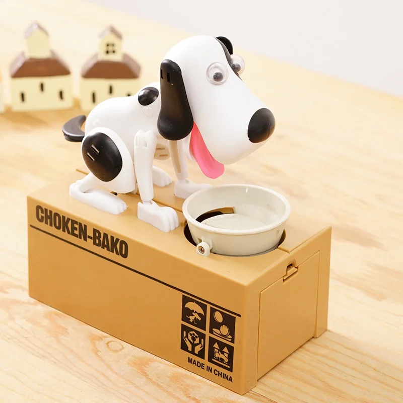 Cute Automatic Dog Eat Money Box Stolen Coin Piggy Bank Creative Money